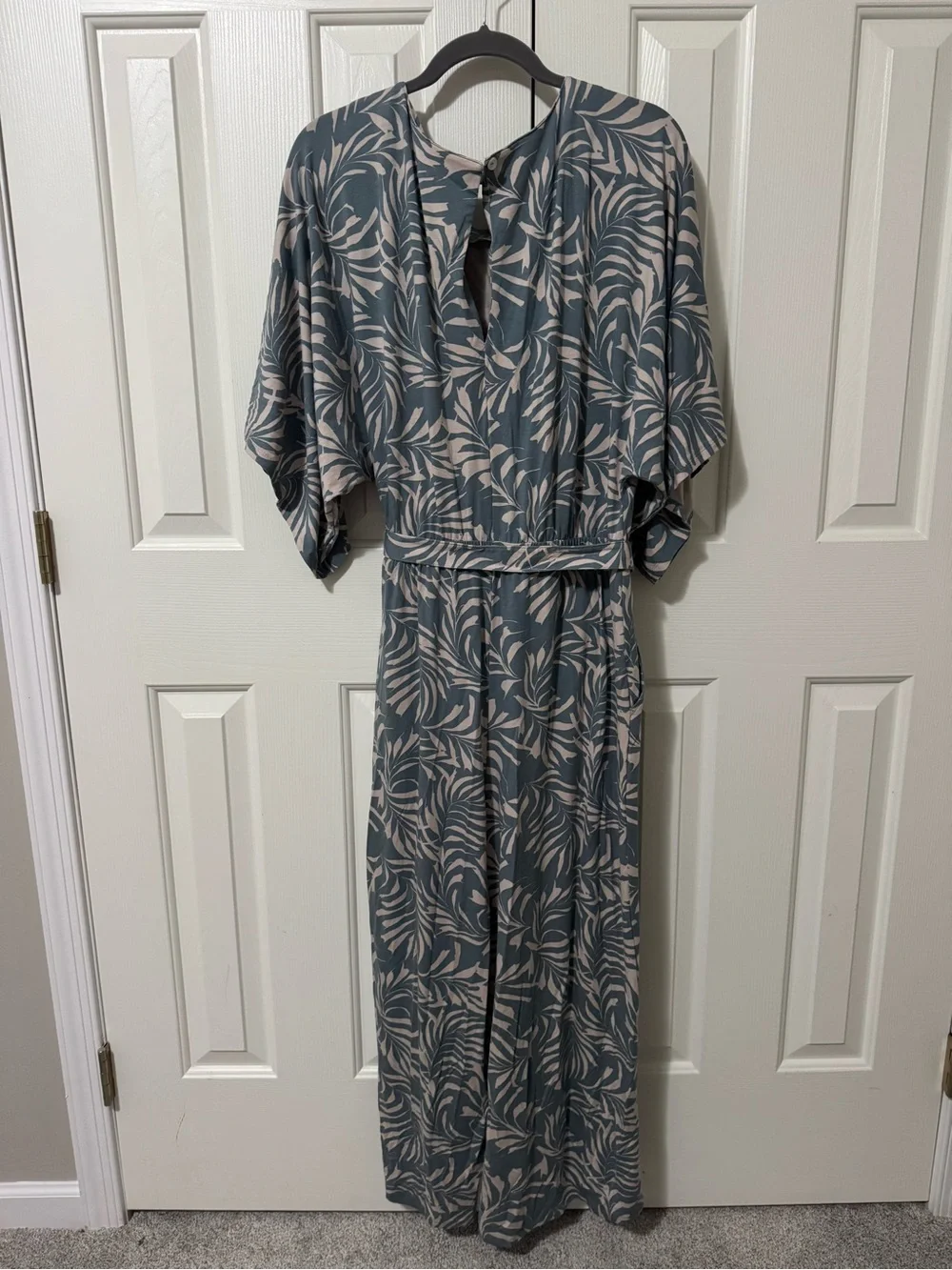 NWT Garnet Hill Prato Knit Jumpsuit | Tropical Boho Resort Coastal, Medium